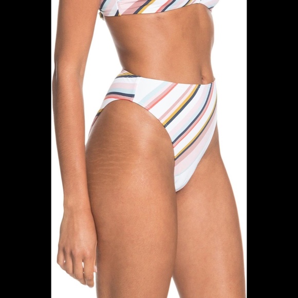 NEW Roxy [ XL ]‎ Beach Classics Stripe High Waist Leg Bikini Bottoms - Picture 12 of 12